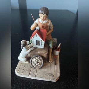 Norman Rockwell Ceramic Figurine "A Dollhouse for Sis" 1980